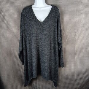 Torrid Supersoft Charcoal Grey V-Neck Tunic Sweater Long Sleeve Side Slit Plus